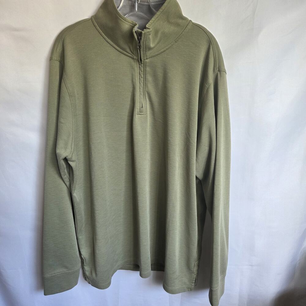Orvis Pullover Men's XL Olive Green Quarter Zip Modal Blend Mock Neck Long Slv